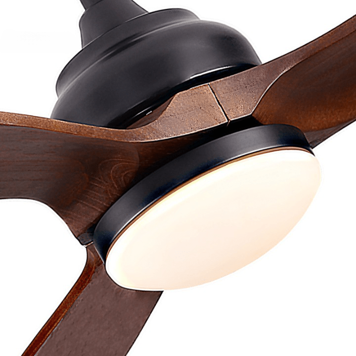 52" Modern Solid Wood Ceiling Fan with Led Light and Remote Control