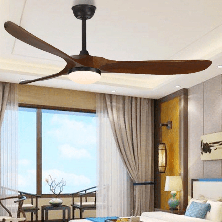 60" Modern Wooden LED Ceiling Fan with Remote Control