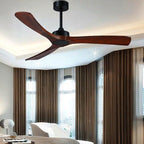 36" Simple Wooden Ceiling Fan with Remote Control and Blades Made of Solid Wood