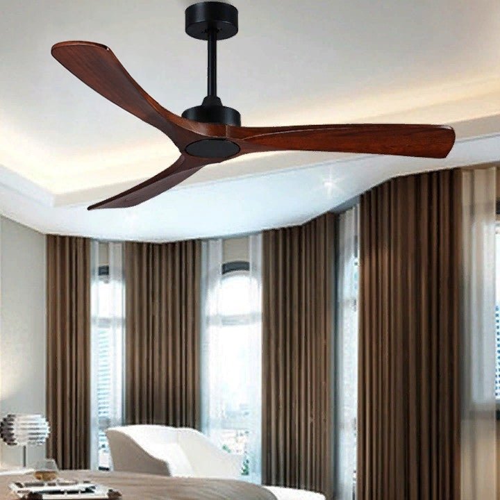 36" Simple Wooden Ceiling Fan with Remote Control and Blades Made of Solid Wood