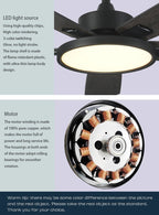 52" Led Ceiling Fan with Plywood Blade and Remote Control