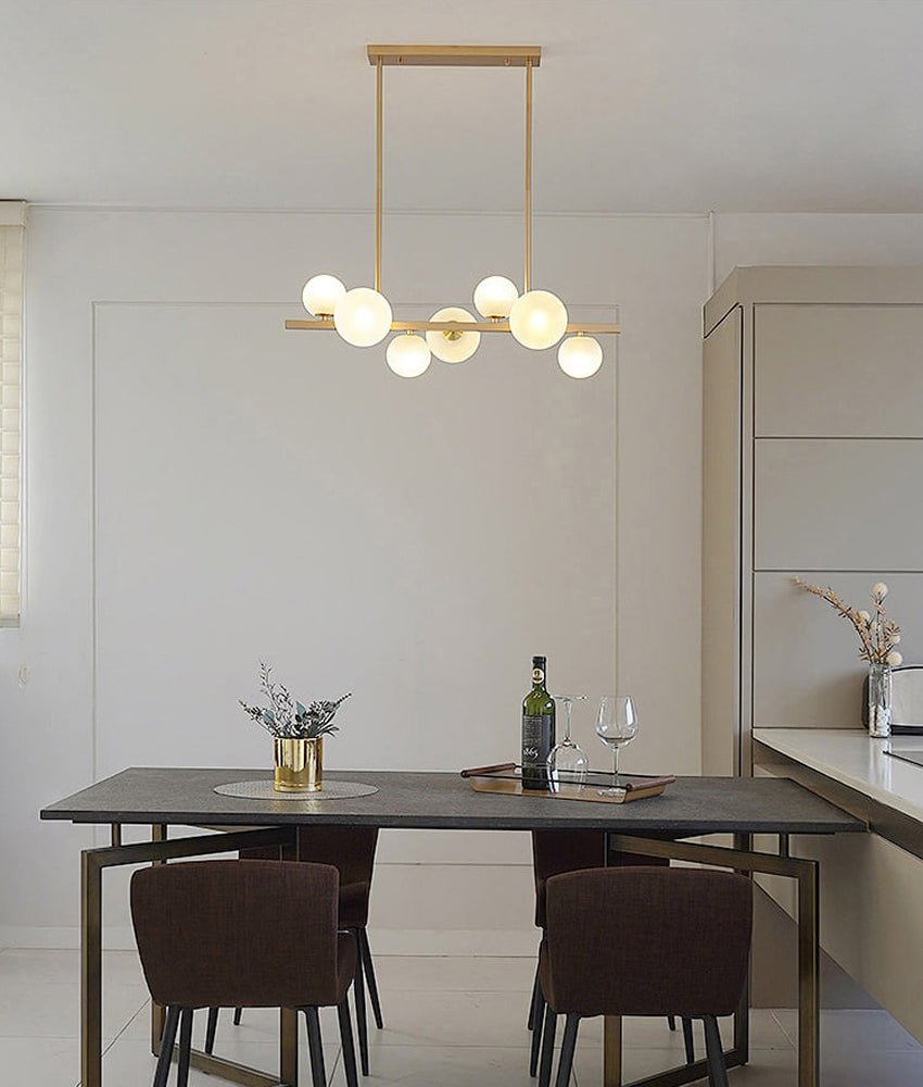 Modern Light Luxury Chandelier with Horizontal Pipe Suspension for Kitchen