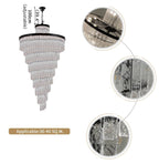 Elegant Frosted Glass Long Black Chandelier For Staircase