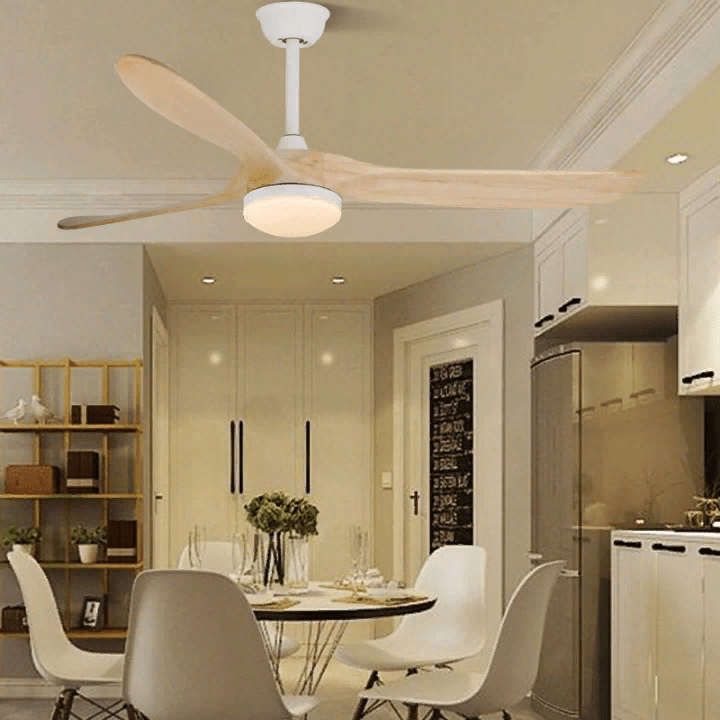 60" Modern Wooden LED Ceiling Fan with Remote Control