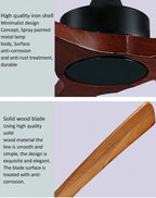 36" Simple Wooden Ceiling Fan with Remote Control and Blades Made of Solid Wood