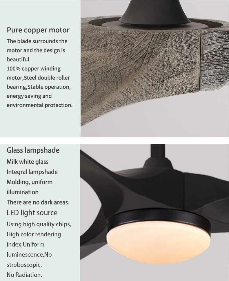 60" Modern Wooden LED Ceiling Fan with Remote Control