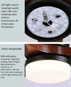 36" Simple Wooden Ceiling Fan with Remote Control and Blades Made of Solid Wood