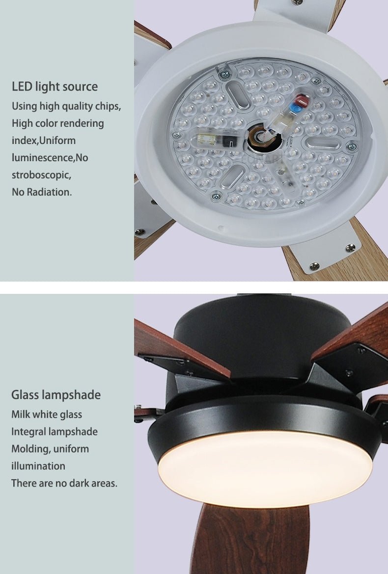 42" LED Ceiling Fan with Lamp and 5 Plywood Blades