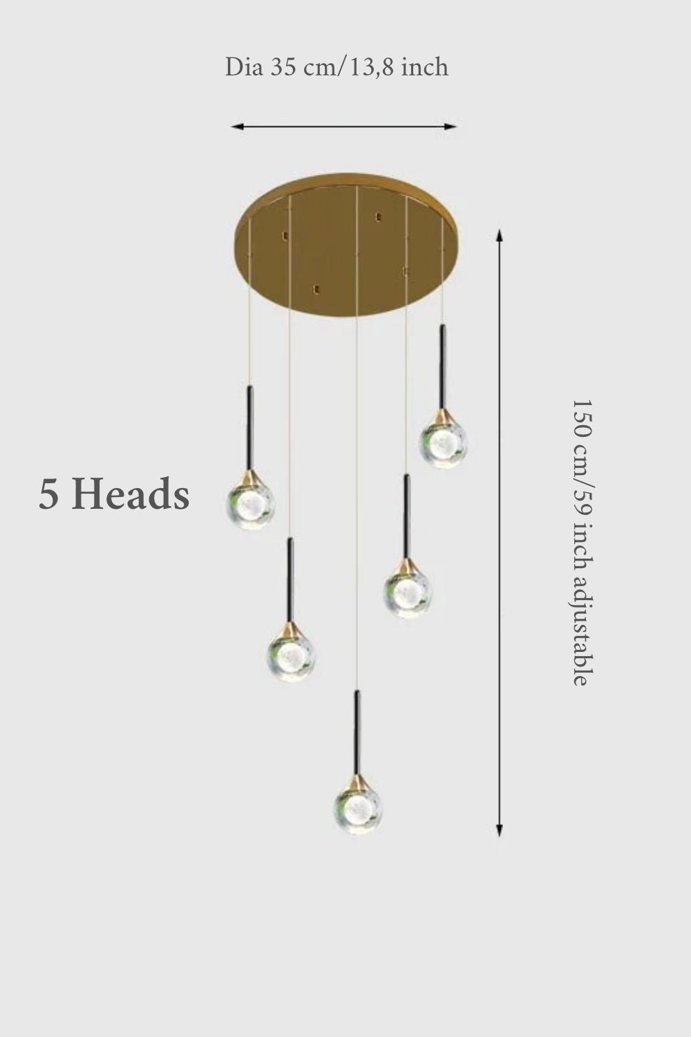 Peillon | Gold Crystal Raindrop Glass Ball Chandelier