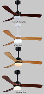 36" Simple Wooden Ceiling Fan with Remote Control and Blades Made of Solid Wood