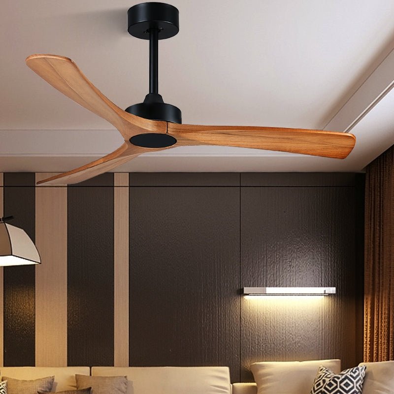 36" Simple Wooden Ceiling Fan with Remote Control and Blades Made of Solid Wood
