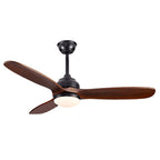 52" Modern Solid Wood Ceiling Fan with Led Light and Remote Control