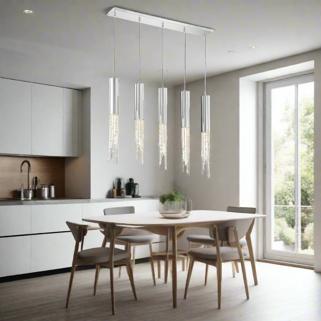 5 Lights - Hanging crystal light fixture for lobby, staircase, loft, stairwell