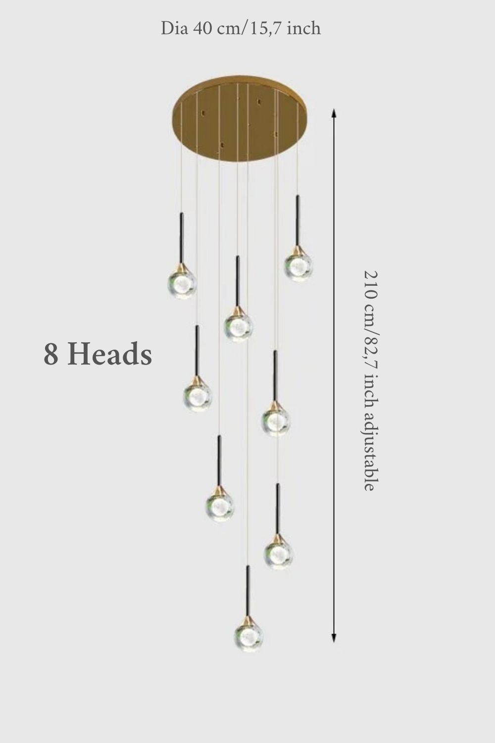 Peillon | Gold Crystal Raindrop Glass Ball Chandelier
