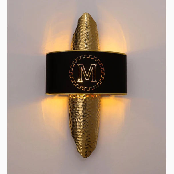 Luxury Golden Wall Lamp with M-Letter Lampshade, Living Room, Bedroom