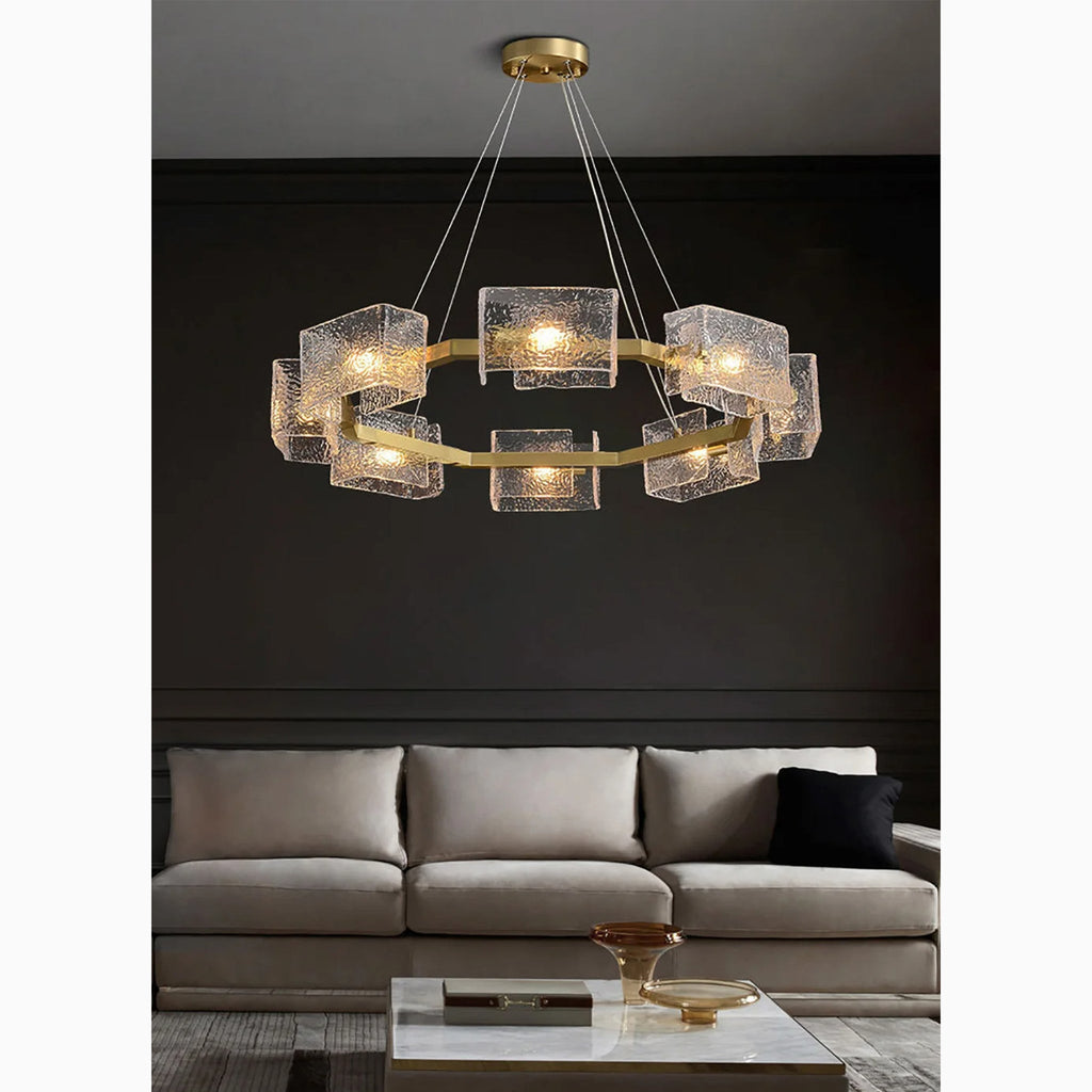Aidomaggiore | Modern Glass Ice Cubes Round Chandelier