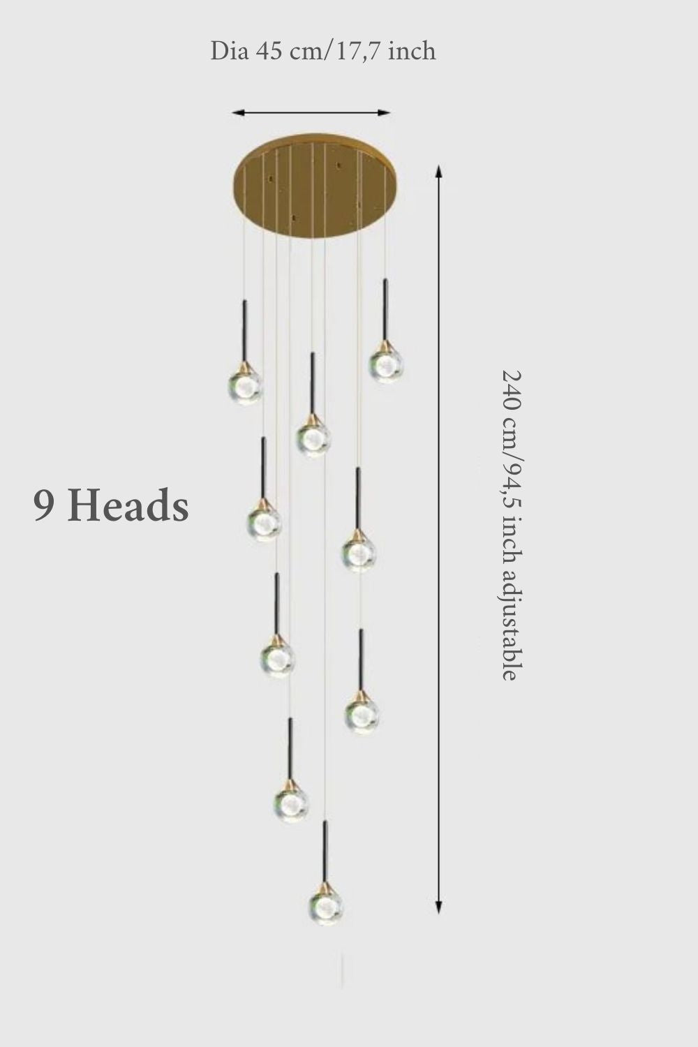 Peillon | Gold Crystal Raindrop Glass Ball Chandelier