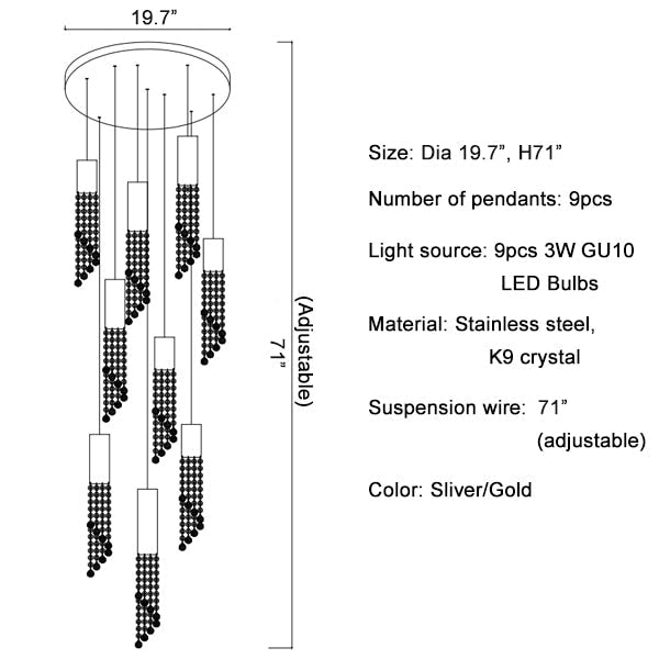 Monterosso | Hanging Crystal Light Fixture