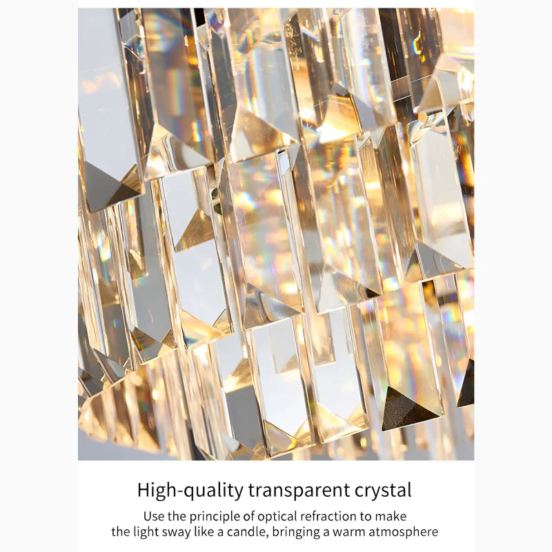 Abbasanta | Luxury Gold/Pink Rectangle Crystal LED Chandelier