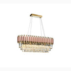 Abbasanta | Luxury Gold/Pink Rectangle Crystal LED Chandelier