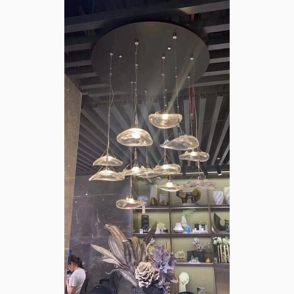 Adelboden | Silver Glass Chandelier For Dining Room