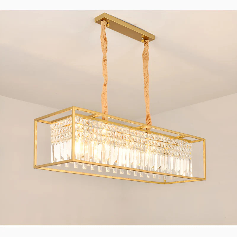 Agnosine | Rectangle Crystal Hanging LED Chandelier for Dining Room