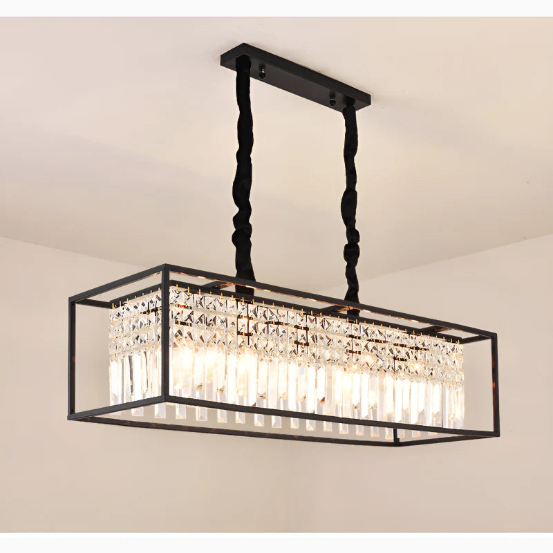 Agnosine | Rectangle Crystal Hanging LED Chandelier for Dining Room