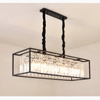 Agnosine | Rectangle Crystal Hanging LED Chandelier for Dining Room