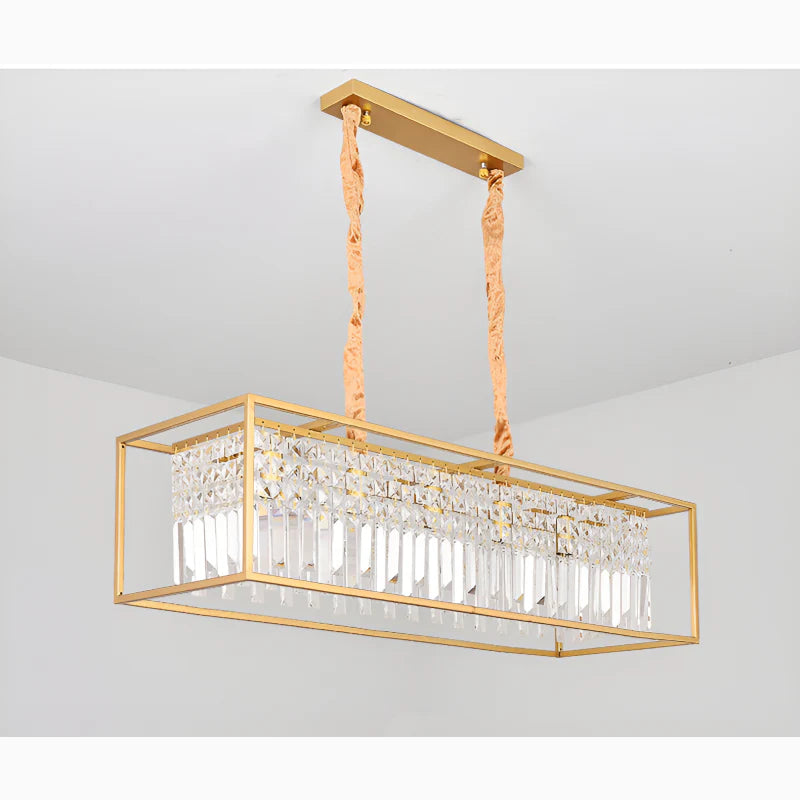 Agnosine | Rectangle Crystal Hanging LED Chandelier for Dining Room