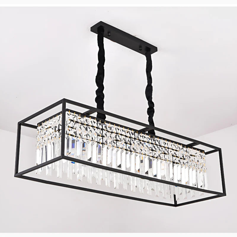 Agnosine | Rectangle Crystal Hanging LED Chandelier for Dining Room