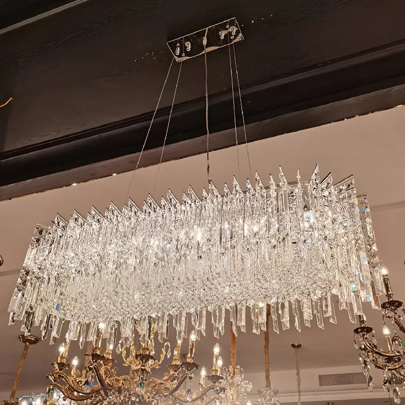 Agrigento | Modern Chrome Crystal LED Chandelier For Dining Room