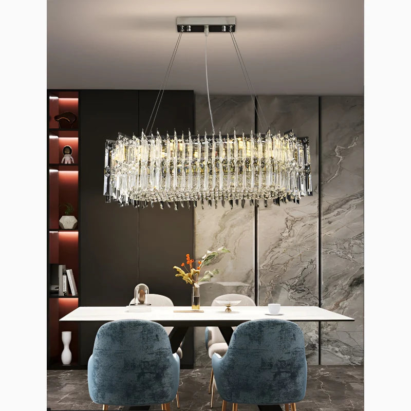 Agrigento | Modern Chrome Crystal LED Chandelier For Dining Room