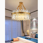 Albissola Marina | Drum Gold Stainless Steel Crystal Chandelier