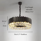 Almese | Drum Gold/Black Crystal Chandelier For Living Room