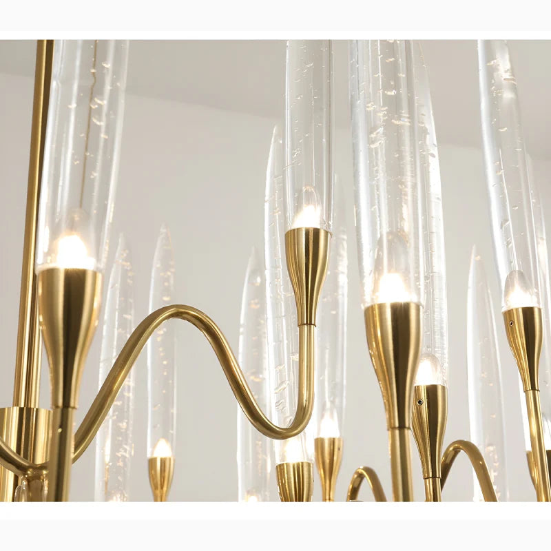 Altare | Icicle-shaped Gold Rectangle Crystal Chandelier