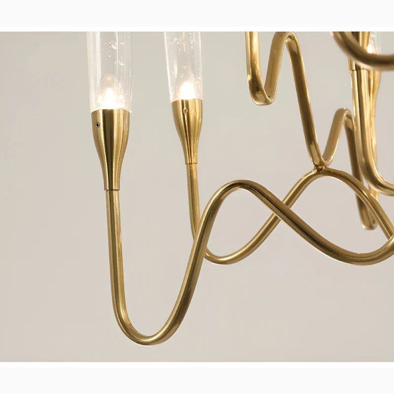 Altare | Icicle-shaped Gold Rectangle Crystal Chandelier