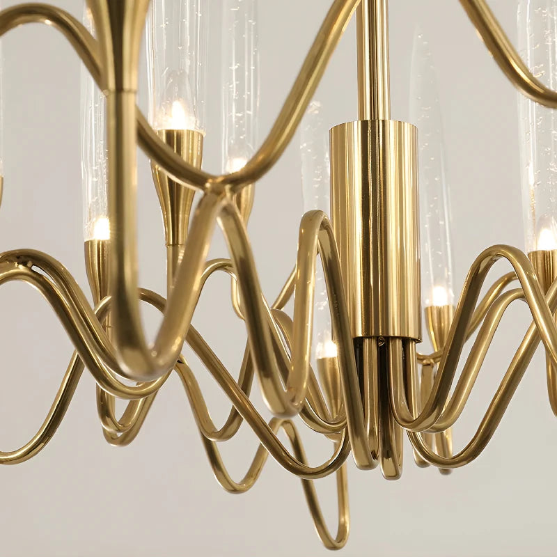 Altare | Icicle-shaped Gold Rectangle Crystal Chandelier