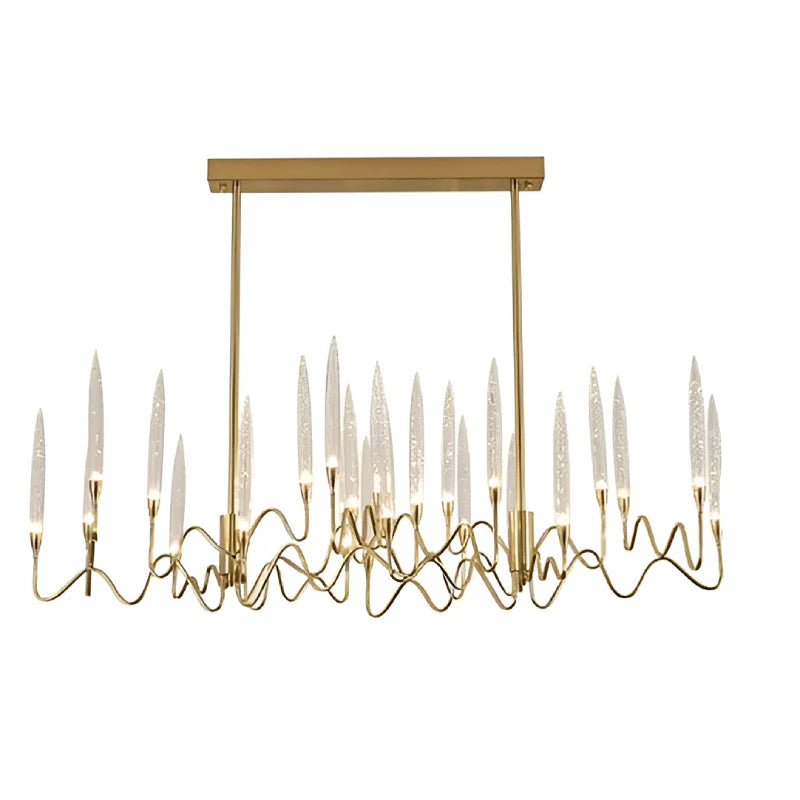 Altare | Icicle-shaped Gold Rectangle Crystal Chandelier