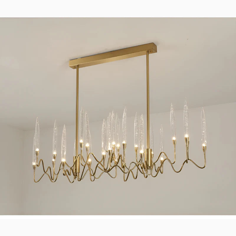 Altare | Icicle-shaped Gold Rectangle Crystal Chandelier