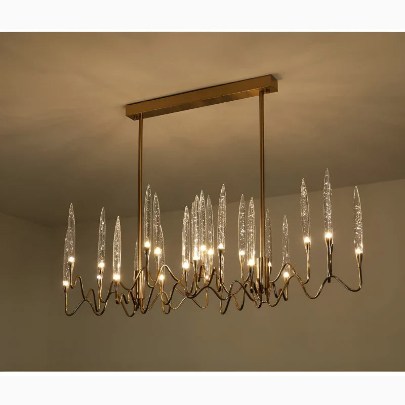 Altare | Icicle-shaped Gold Rectangle Crystal Chandelier