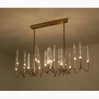 Altare | Icicle-shaped Gold Rectangle Crystal Chandelier