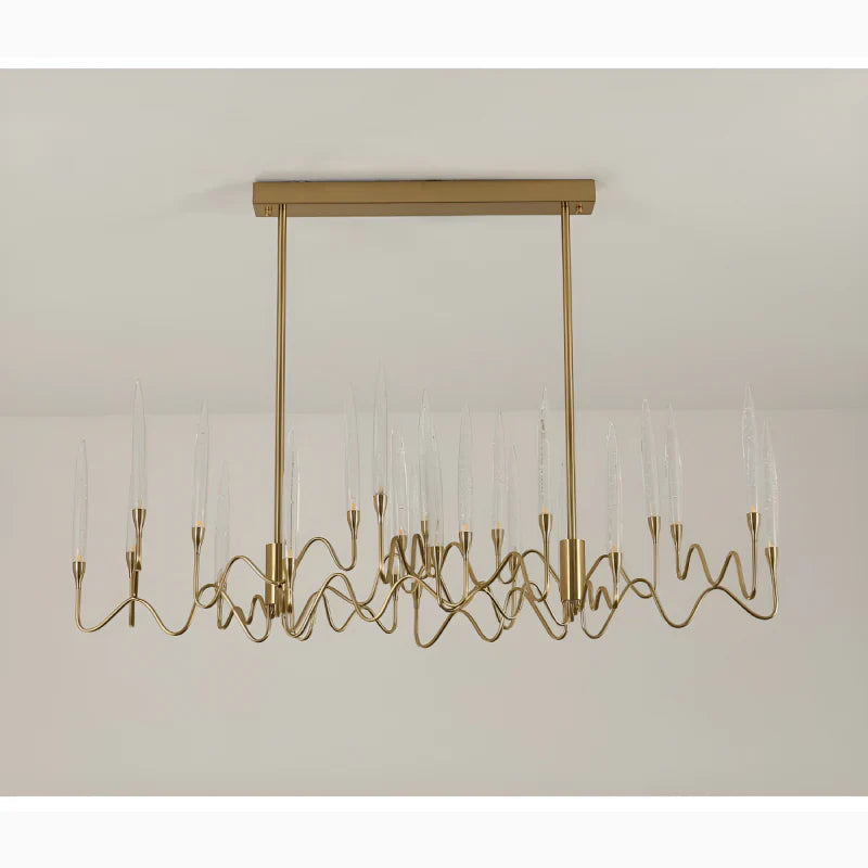 Altare | Icicle-shaped Gold Rectangle Crystal Chandelier