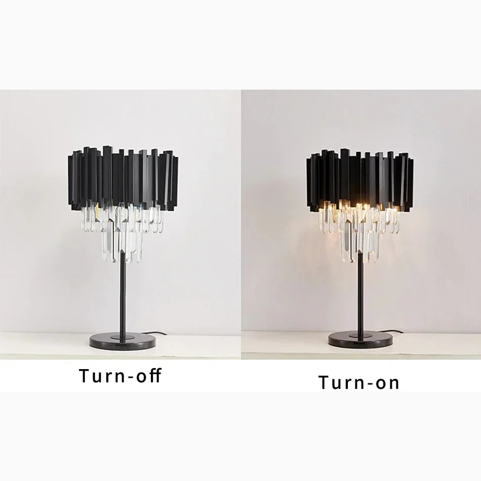 Grandson | Art-Deco Dimmable Black Crystal Nightstand Lamp
