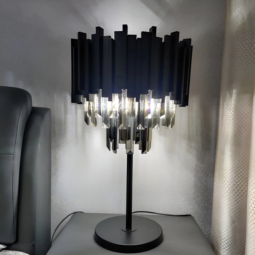 Grandson | Art-Deco Dimmable Black Crystal Nightstand Lamp