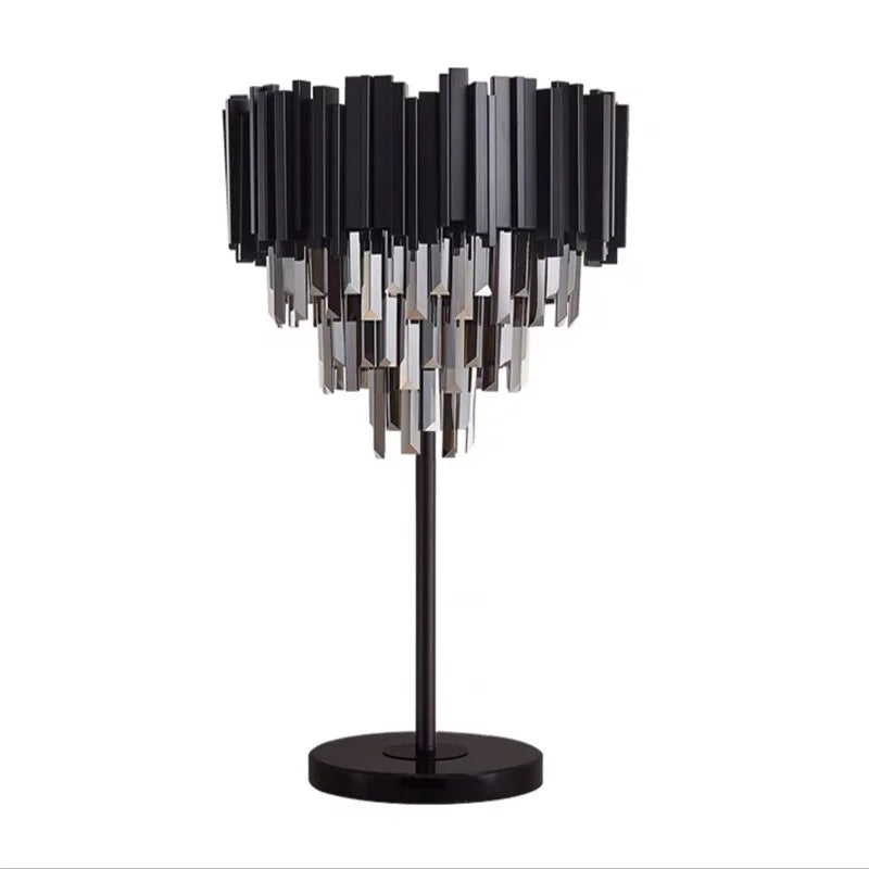 Grandson | Art-Deco Dimmable Black Crystal Nightstand Lamp