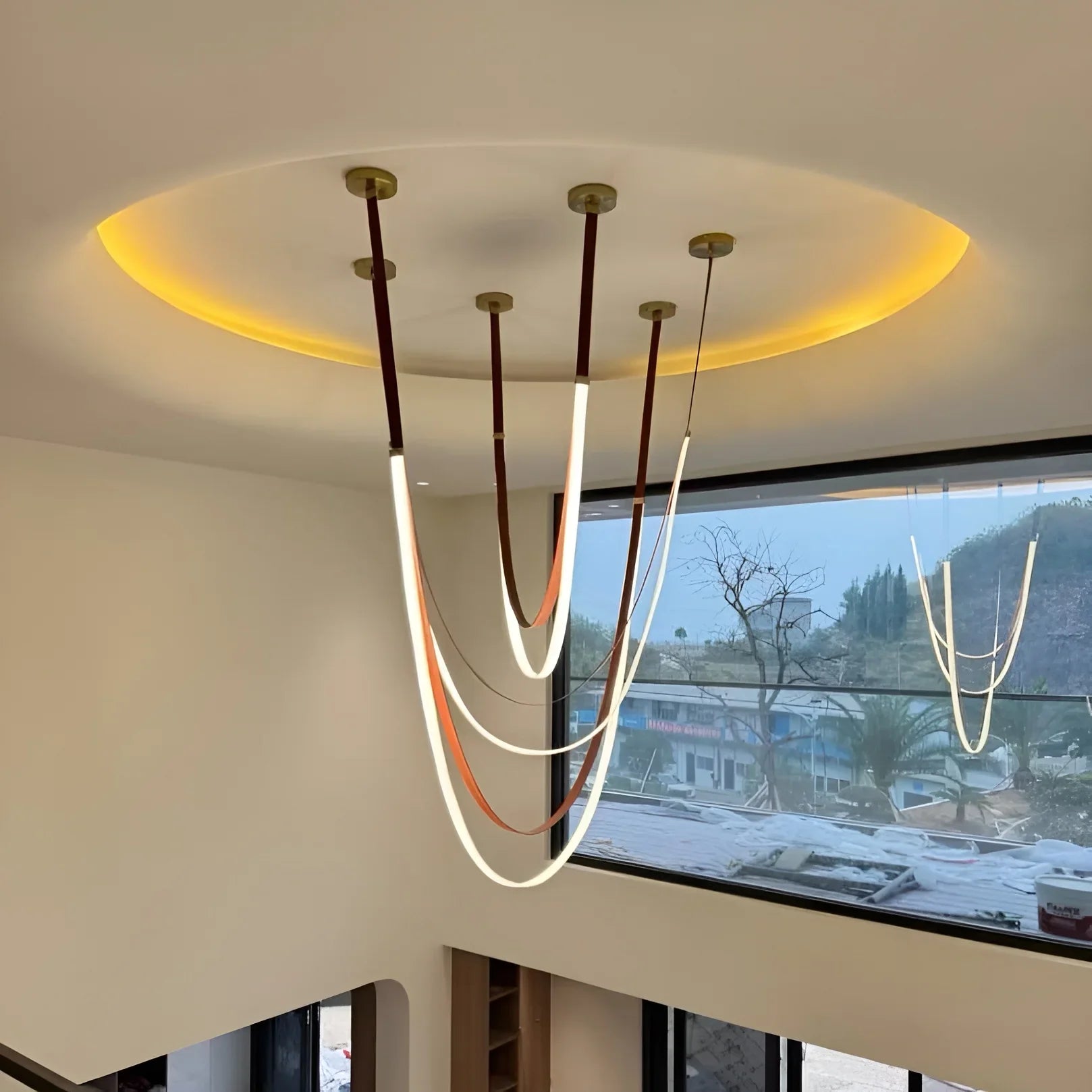 Aurelia Leather Pendant Light - LED Design with Adjustable Curves