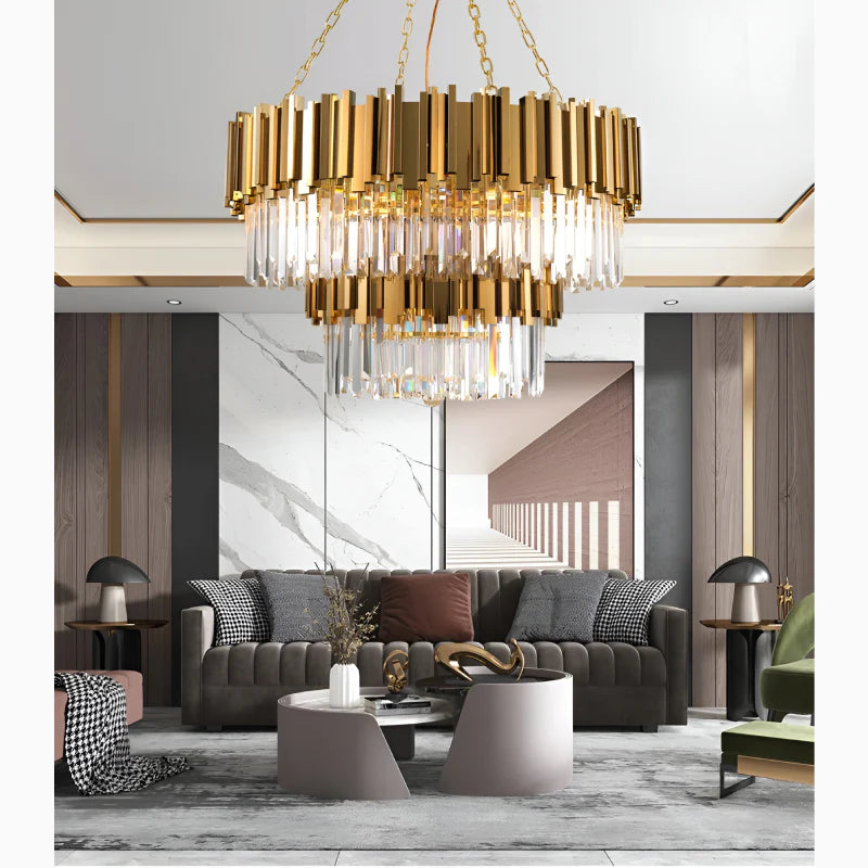 Beausoleil | Empire Gold Crystal Chandelier For Stairway
