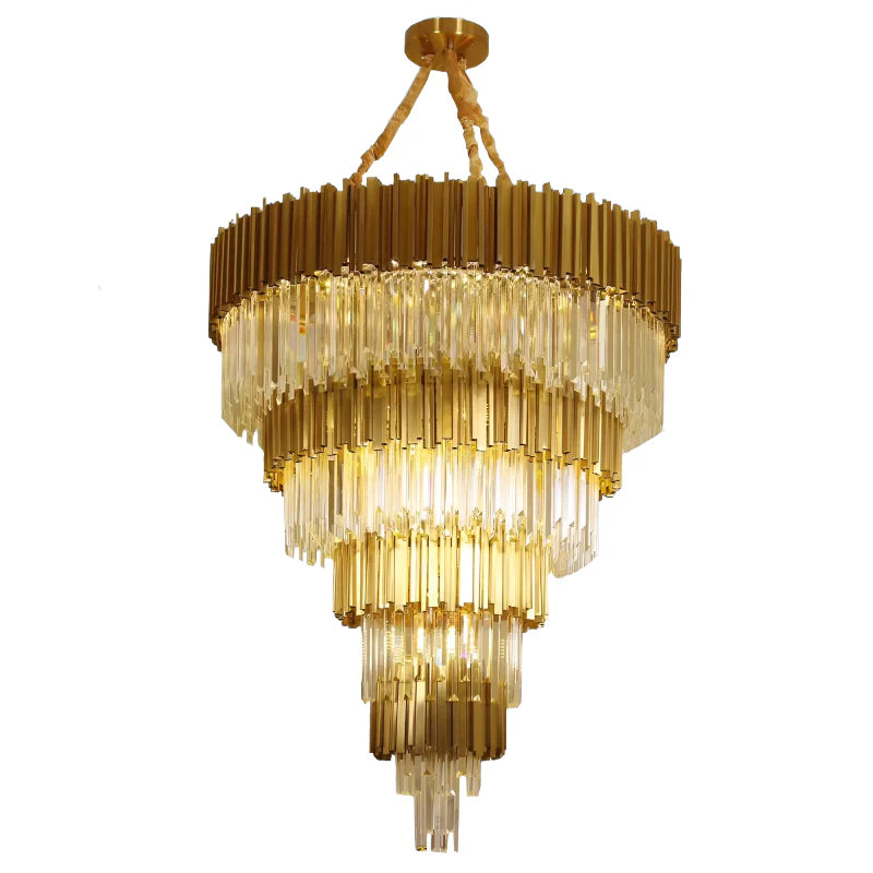 Beausoleil | Empire Gold Crystal Chandelier For Stairway, Dia 47.2'' 4 Layers
