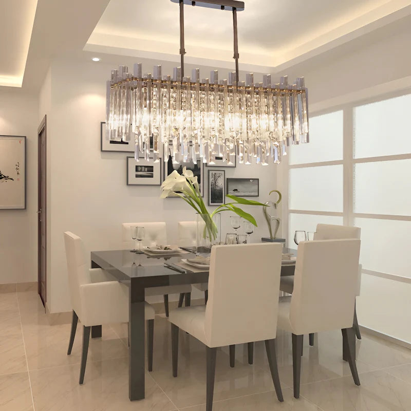 Borghetto Santo Spirito | Gold Rectangle Crystal Chandelier for Living Room