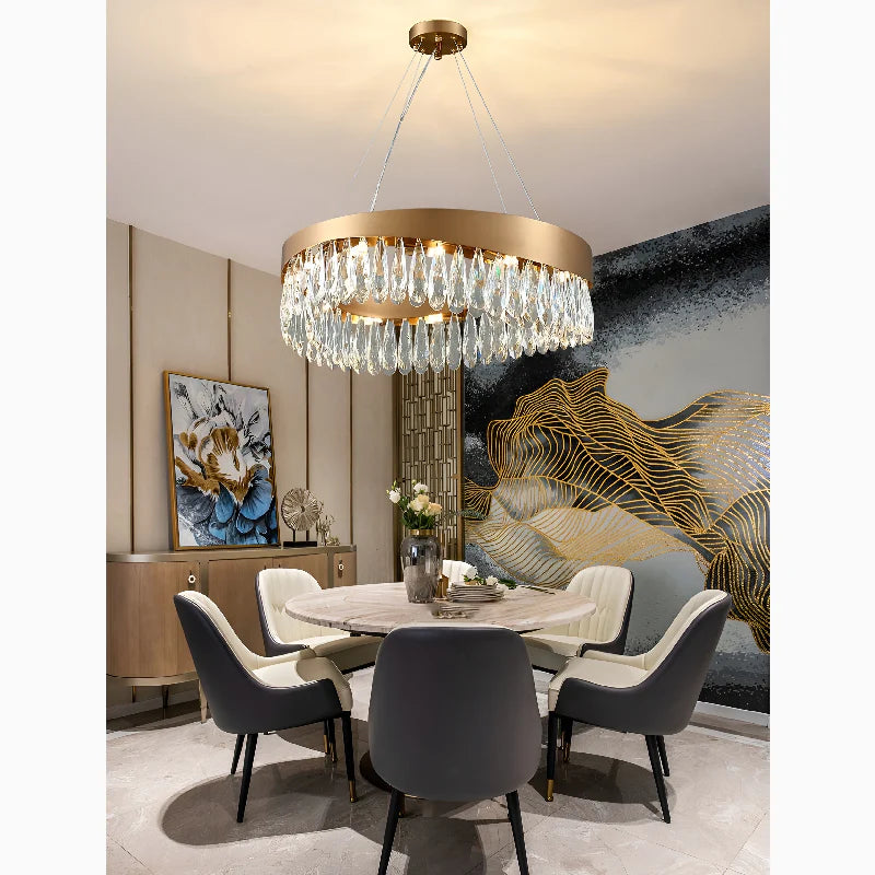 Borgio Verezzi | Gold Crystal Сurve Hanging Light Fixture